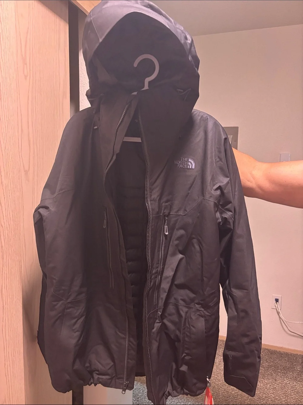 The North Face Black Hooded Rain Jacket with Chest Zips